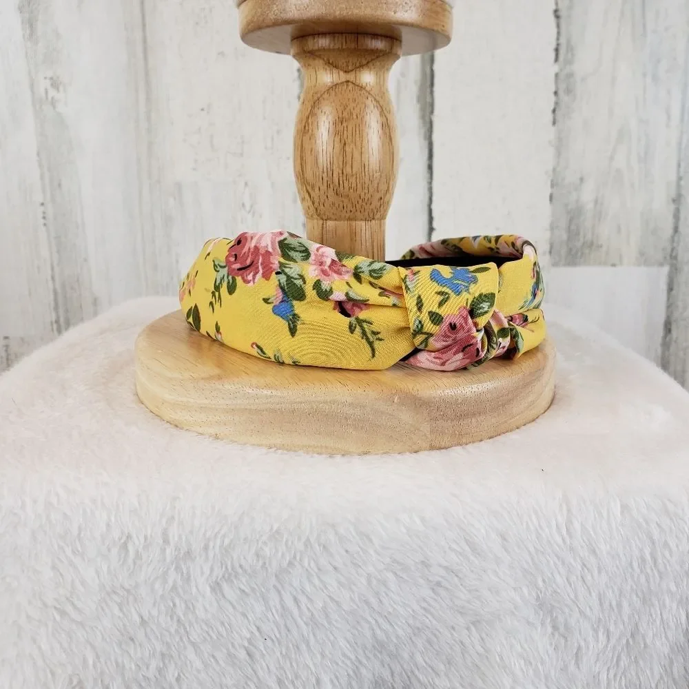 Yellow Floral Top Knot Headband